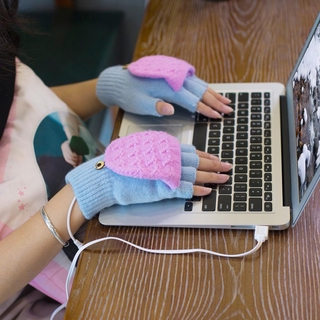 USB Heated Gloves Fingerless Winter Hands Electric Warmer Rechargeable Thermal