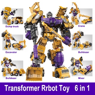 Transformation Robot Toy 6 in1 Engineering Vehicle Model Educational Assembling Deformation Action F