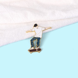 Skateboard Boy Enamel Pins Trendy Cool Boy Young Fashion Life Bag Brooch Lapel Badge Cartoon Jewelry Gift for Kids Friends