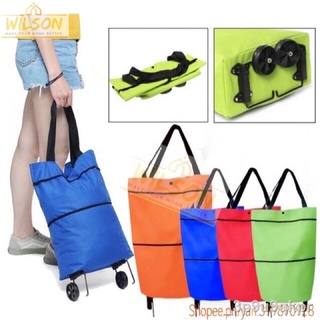 Spot goods ▬✘₪WILSON ★ Foldable Shopping Bag with Wheels