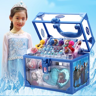 For Disney Frozen Kids Cosmetic Set for Girls Ice Princess Makeup Case Birthday Gift Play House Toy