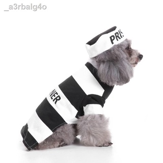 ✇☍✜Pet Dog Clothes Prison Police Pooch Dog Costume With Hat