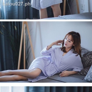 ready stock✖Spring and autumn thin style sexy pink nightgown loose waffle men s and women s bathrobes, hotel bathrobes, morning gowns, couples pajamas, summer (7)