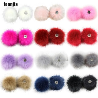 [fea] Faux Fox Fur Pom Pom with Pin Fake Fur Hat Removable Fluffy Ball Accessories Nac