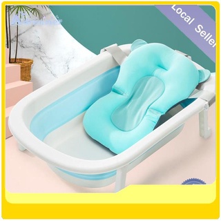 【Available】2Pcs Bathtub Pink/Blue Bathtub Foldable With Bathmat Foam/Net Baby Bathtub For Kids For