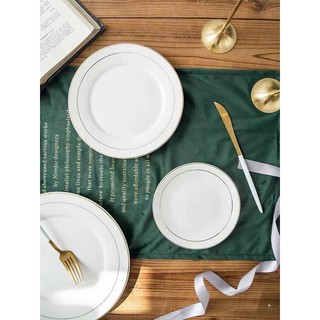 Silver LINE Ceramic Plain Dinner Plate White #GGK White