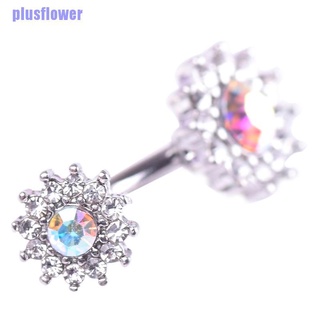 [PFPH] Flower Dangle Navel Belly Button Ring Barbell Crystal Body Jewelry Gift (4)