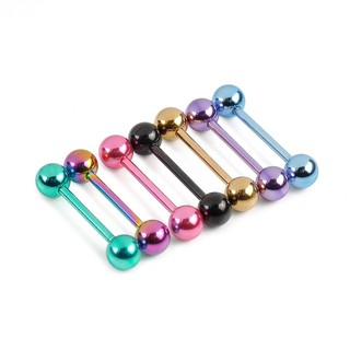 7pc 14G Surgical Steel Different Color Barbell Bar Tongue Ring Stud Piercing Pin