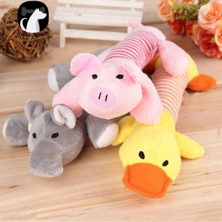 Ready Stock + Pet Puppy Chew Squeaker Squeaky Plush Sound Piggy Elephant Duck Ball Dog Toys