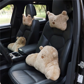 Car cartoon bear headrest neck pillow cute plush car seat headrest pillow car interior products
