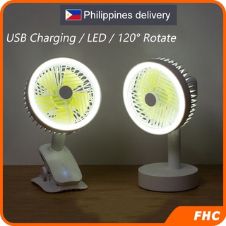 Rotate 120° Rechargeable Electric fan USB Fan Clip Fan Desk Fan Rechargeable Fan with Light Mini Fan