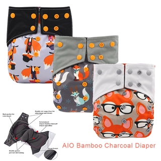 Ohbabyka All-In-One AIO Cloth Diaper for Baby Night Bamboo Charcoal Eco-friendly Baby Cloth Diaper-PH