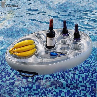 cy- Summer Party Floating Pool Ice Water Bucket Beer Drink Table Cup Holder Drink Holder Ice bar Summer Inflatable Inflatable Drink Holder Float Beer Tray Party Bucket Cup Holder Float Beer Drinking Cooler Table 【cynt】