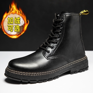 【READY STOCK】2021 Martin Boots High Top Fashion Boots New Military Boots British Style Black Men's Leather Boots