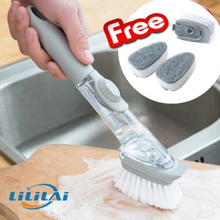 Kitchen Cleaning Multi-purpose Long Handle Brush Automatic Kitchen Utensils with Carborundum Sponge