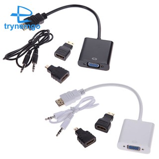 1080P Micro-HDMI/Mini HDMI/HDMI to VGA Converter Adapter With Audio Video Cable trynemgo