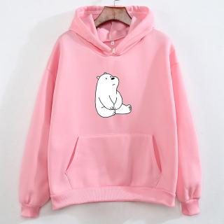Warm Hooded Jacket for Girls Graphics Hooded K Pop Street Wear Cute Pullover Femininos De Inverno Cartoon Bear Print Sweatshirt