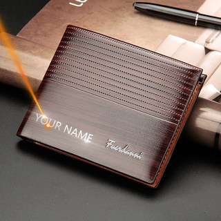 2020 New Customized Men Wallets Name Engraving High Quality Short Card Holder Male Purse Vintage