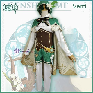 shopeeNo.1♦∏₪Anime Game Genshin Impact Cosplay Venti Costume Party Dress With Wig Adult Women Hallow