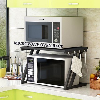 Kitchen shelves household space-saving floor-standing microwave rack free punch double storage Rack