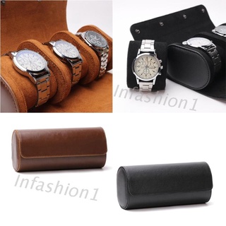3 Slots Watch Roll Travel Case Portable Leather Watch Storage Box Slid in Out