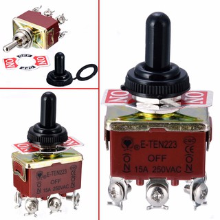 ✿tocawe 1pc Toggle Switch 6 Pin DPDT 3 Position Momentary (ON)-OFF-(ON) Waterproof Cap