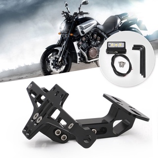 Universal CNC Motorcycle Adjustable Angle License Number Plate Frame Holder Bracket with LED Light