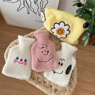 Snoopy Korea Ins Cute Plush Hot Water Bottle Female Water Injection Trumpet Cloud Smiley Face Warmer Water Bag Portable