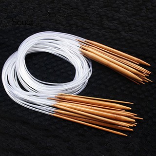 SQ 18Sizes 40/60/80/100/120cm Tube Circular Carbonized Bamboo Knitting Needle Set (5)