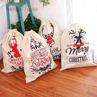 Mengyilup66 Christmas Gift Santa Sacks Large Candy Pouch Merry Christmas Drawstring Canvas Gift Bags