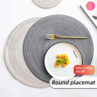 Nordic Decor Round Placemat For Dining Table Anti-Slip Cup Coasters Heat-Resistant Washable Ramie
