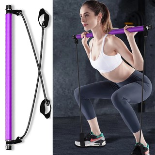 Yoga Crossfit Resistance Bands Exerciser Pull Rope Portable Gym Workout Pilates Bar Trainer Elastic