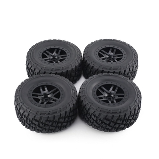 【Ready】4pcs AUSTAR 110mm Rim Rubber Tires Wheel for Traxxas Slash 4X4 RC Crawler Car