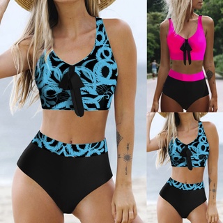 Women Print Sexy Push-Up Padded Bra Beach Bikini Set Swimsuit Beachwear(celery.ph)