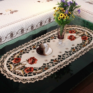 COD READY High Quality Embroidered Table Cloth Home 40*85cm Party Oval Vintage DecorationDining Tablecloth (4)