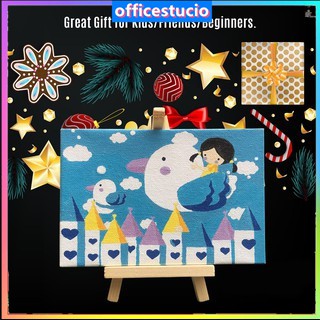 ☞*OFF DIY Picture Painting by Numbers Oil Painting Kit 5.9*3.9 Inch with Bright Acrylic Pigment Brush Wooden Easel Stan (1)