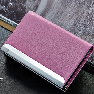 Leather Business PUAluminumHolder CreditBox Card Case Wallet