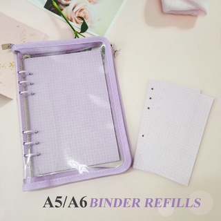 【A5 / A6 Refills】6holes Purple Grid Color Binder Refills Paper Loose Leaf Inner Core Dairy Notebook Paper Replacement DIY Journal Lifelog Student Stationery