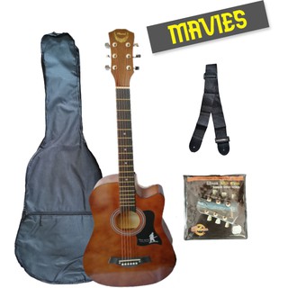 Mavies Original ( BROWN l ) With Trus Rod. Acoustic Guitar FREE Bag String And Strap.