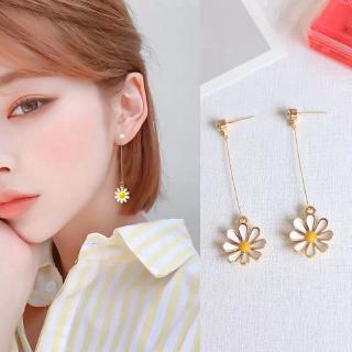 Korea Daisy Earring,Women Yellow White Sun Flower Stud,Small Alloy INS Fashion Jewelry Girls Gift