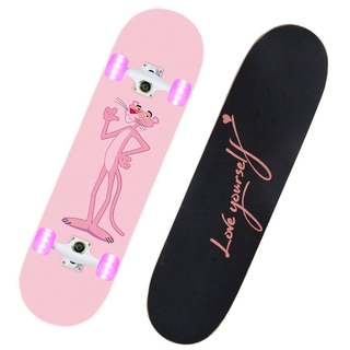 Skateboard Long Board Adult Girls Double-Warped Luminous Brush Street Four-Wheel Beginners Teenagers Boys and Children Professional Scooter