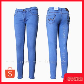 Sky Blue Wrangler Woman Jeans Skinny Slight Pants SIZE:25-36 Babae Maong