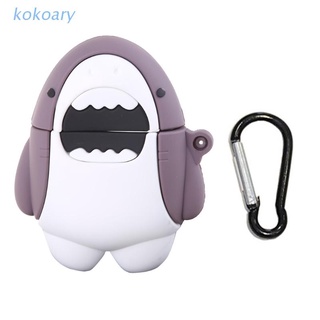 KOK Silicone Protective Case Shark Cover Protector with Carabiner for Airpods 1/2