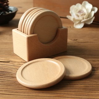 Japanese wooden coaster set black walnut solid wood round meal mat heat insulation pad 8.8cm (3)