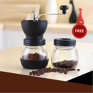 ▫❦❧SHOPP INN Manual Coffee Grinder With Ceramic Burrs, Hand Coffee Mill With Two Glass