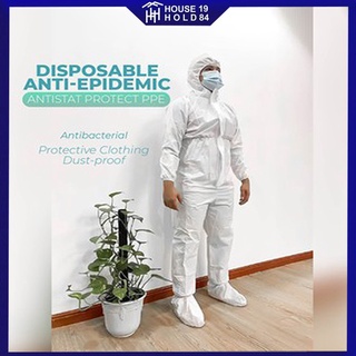 【Ready Stock】❍✧Disposable Anti-epidemic Antibacterial Isolation Suit Dust-proof Coveralls Antistat p