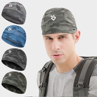 Motorcycle Riding Helmet Lining Hat Cooling Skull Cap Breathable Sweat Wicking UV proof Cycling Running Cap Camo Men Women Quick-drying Cap