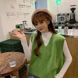 Women Korean Fashion V-Neck Loose Sweater Knitted Vest (7)