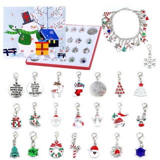 2021 New Lovely Christmas Advent Countdown Calendar DIY 24Pcs Pendent Gift Set Surprise Box For