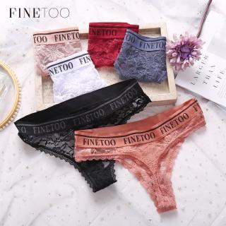 FINETOO Panty Women Thong Lace Spandex G-string Sexy Underwear For Women